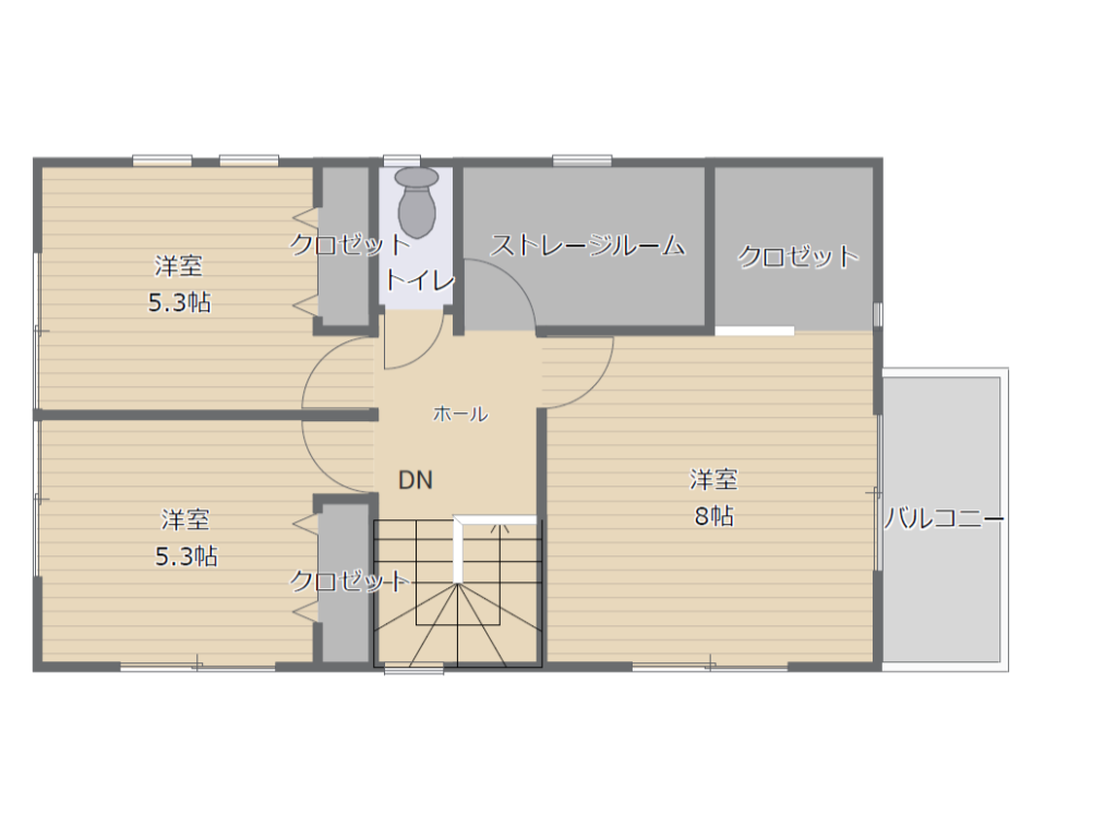 適材適所の収納が揃った間取り２階フロアープラン