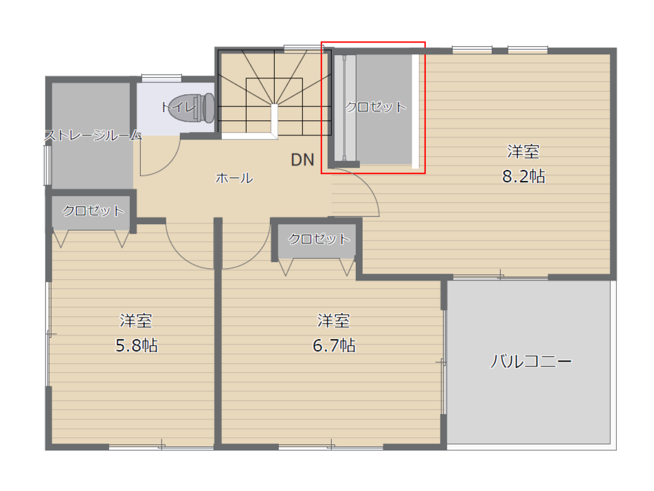 現地見学では収納の内部をチェックしたい間取り2階フロアープラン