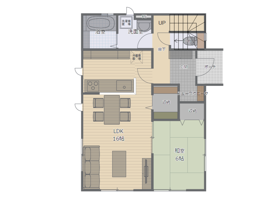 シンプル4LDKですっきりとした生活をイメージするなら1階フロアープラン