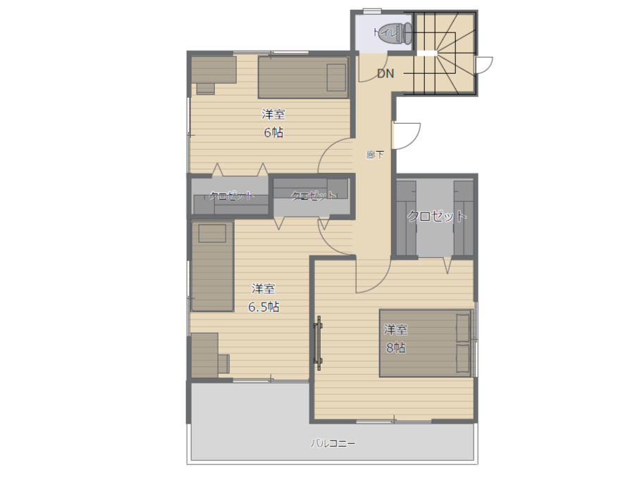 シンプル4LDKですっきりとした生活をイメージするなら2階フロアープラン