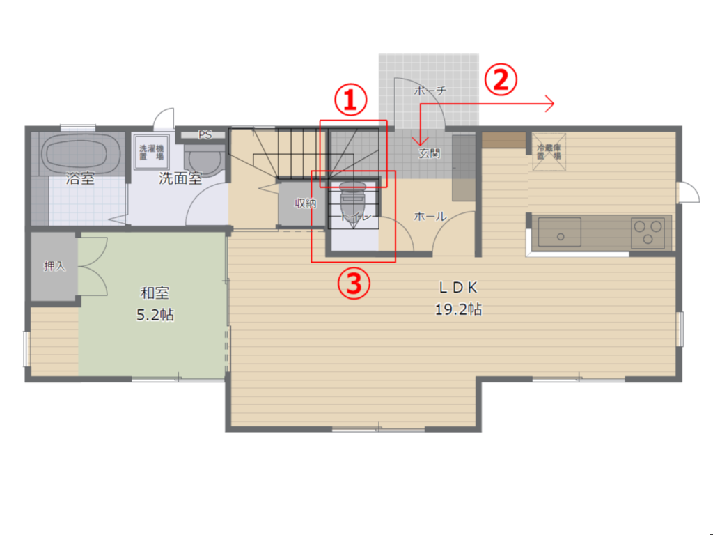 間取り実例で気になったポイント1階フロアープラン