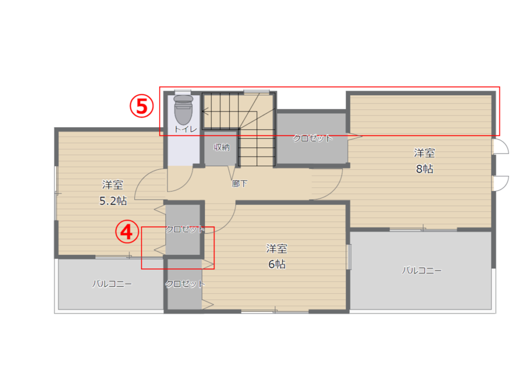 間取り実例で気になったポイント２階フロアープラン