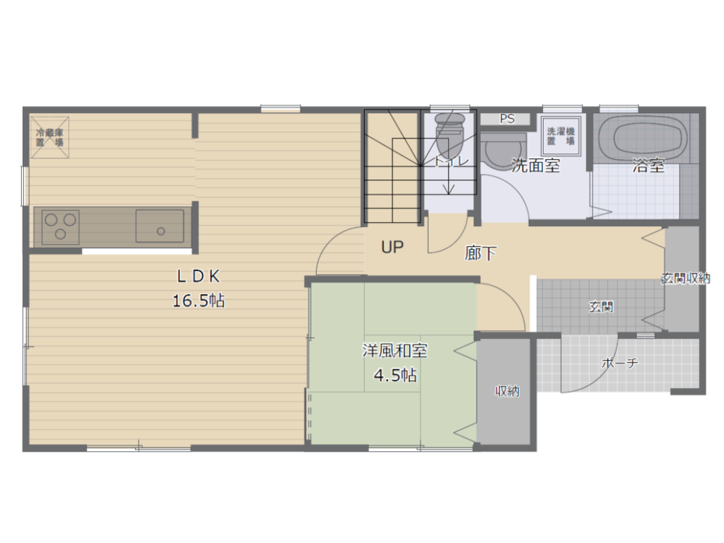 間取り実例の物件概要1階フロアープラン