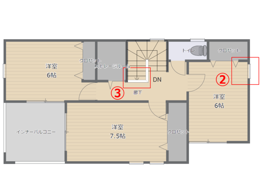 間取り実例で少し工夫があったらよいと感じたポイント2階フロアープラン
