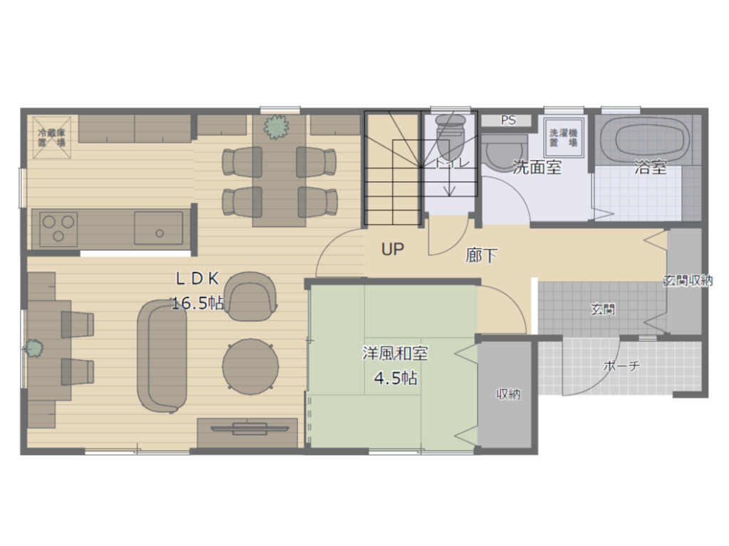 理想的なリビングを上手に使うなら｜家具配置の参考1階フロアープラン