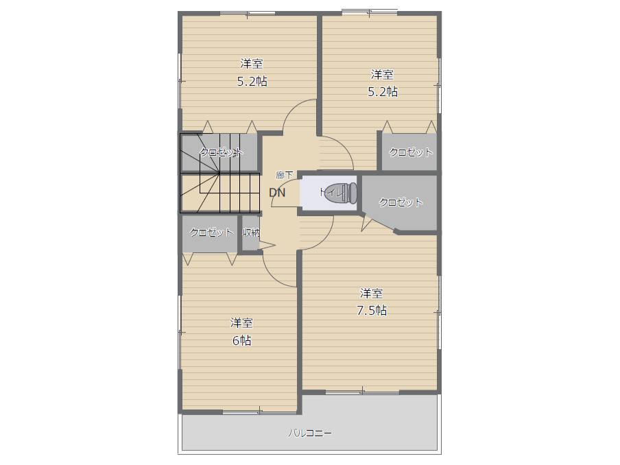 間取り実例の特徴2階フロアープラン