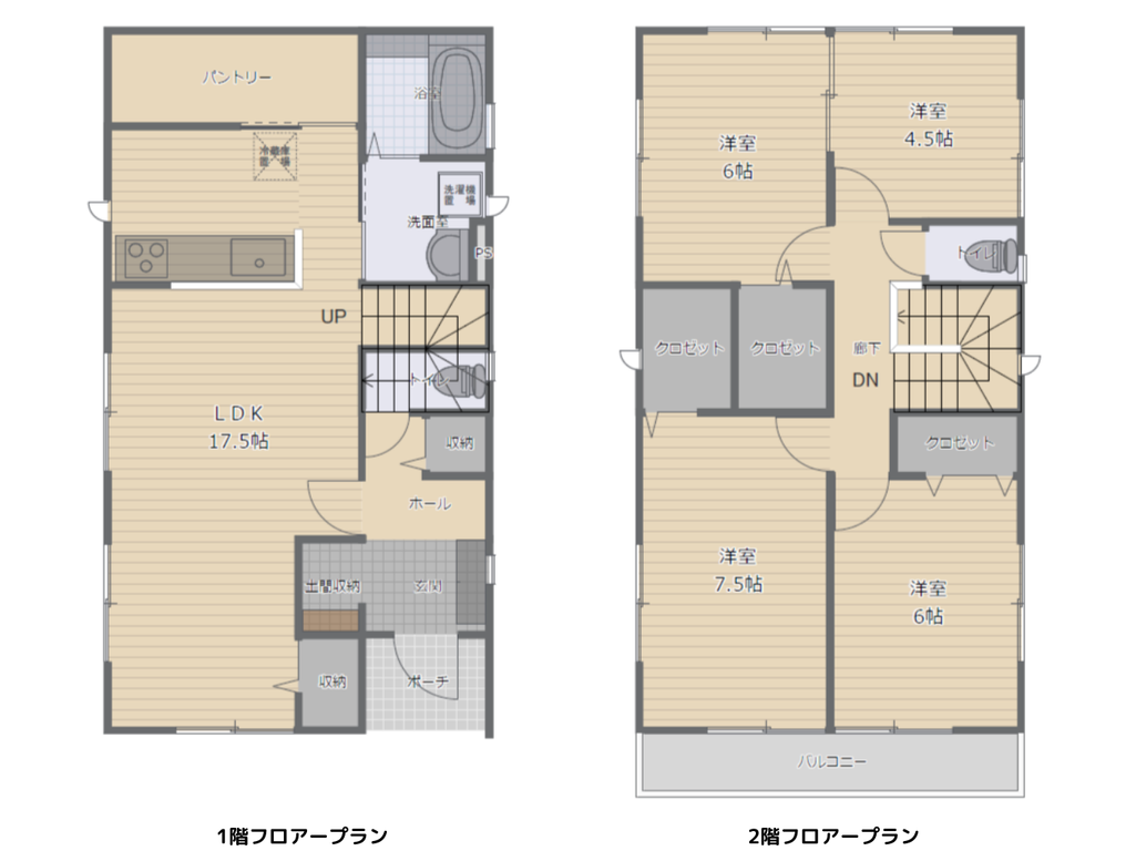 間取り実例の特徴2階4部屋