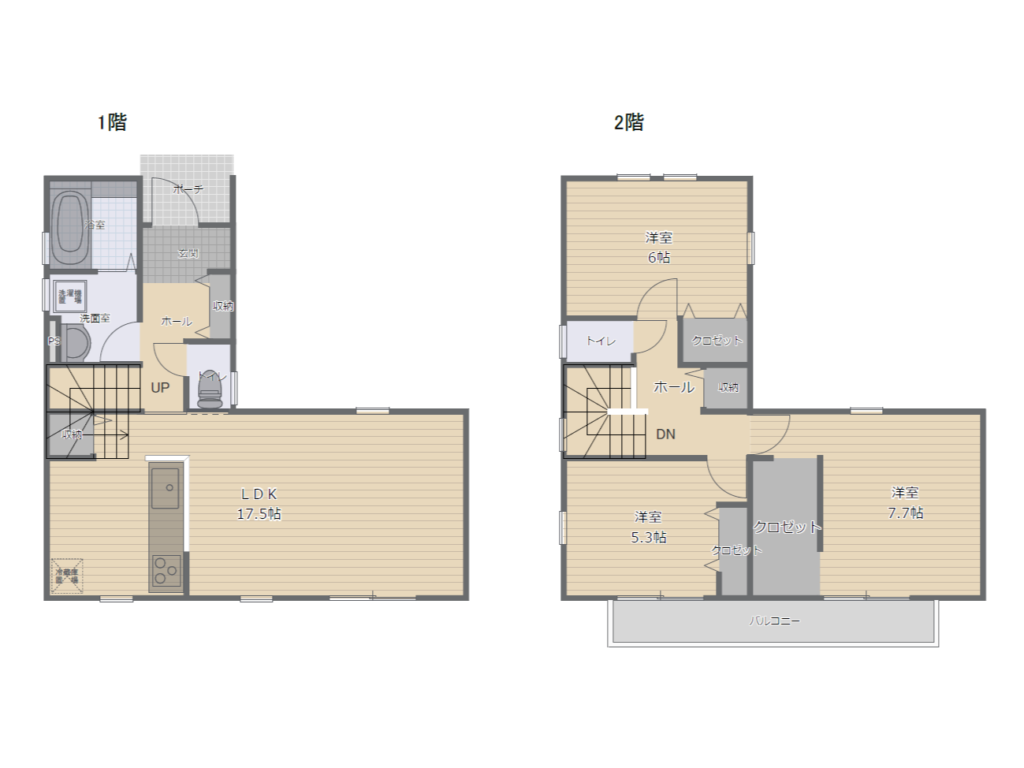 北玄関プランの間取り実例